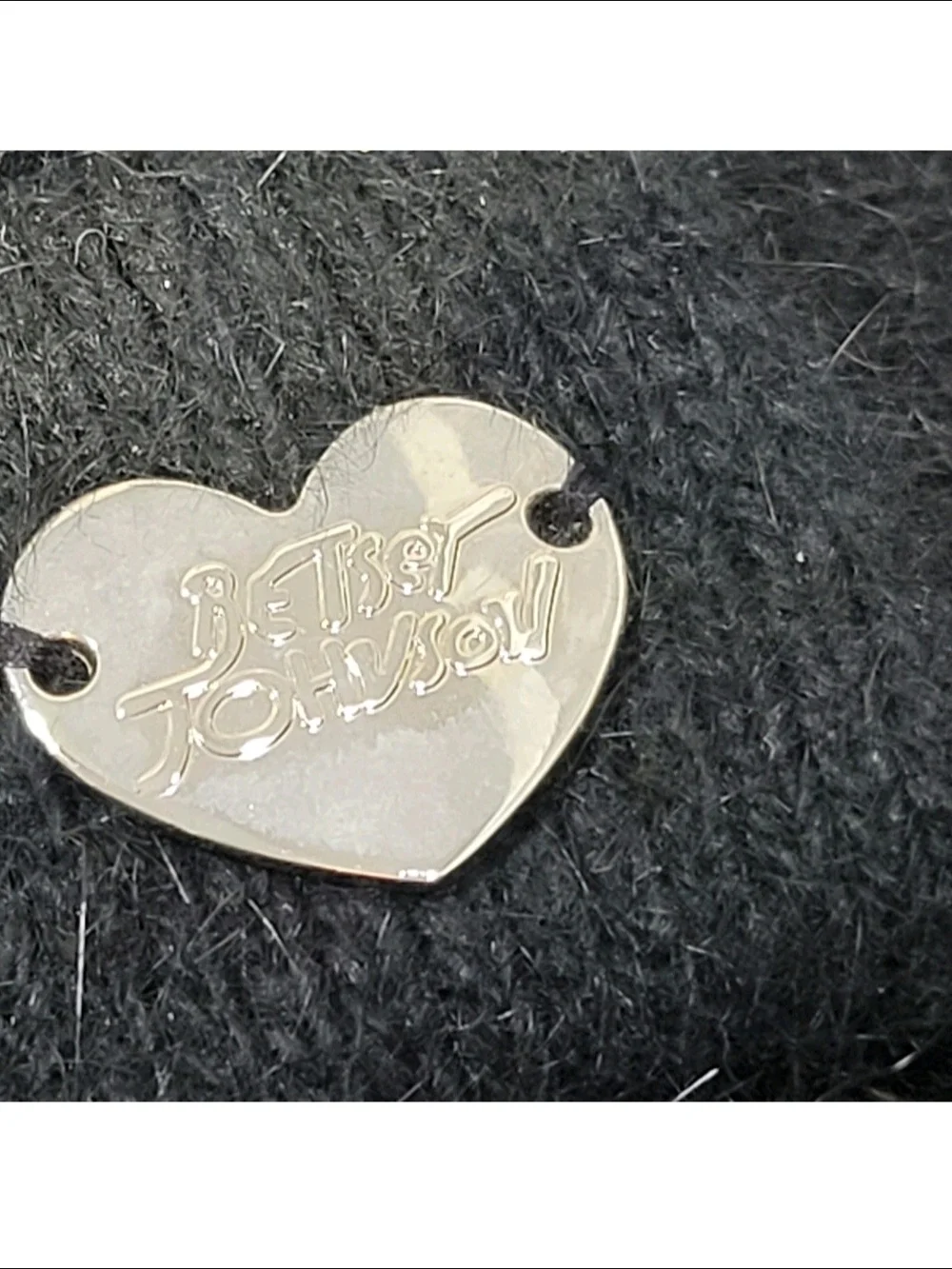 Betsey Johnson Black Angora Rabbit Fur Blend Fedora Hat W/ Heart Charm
